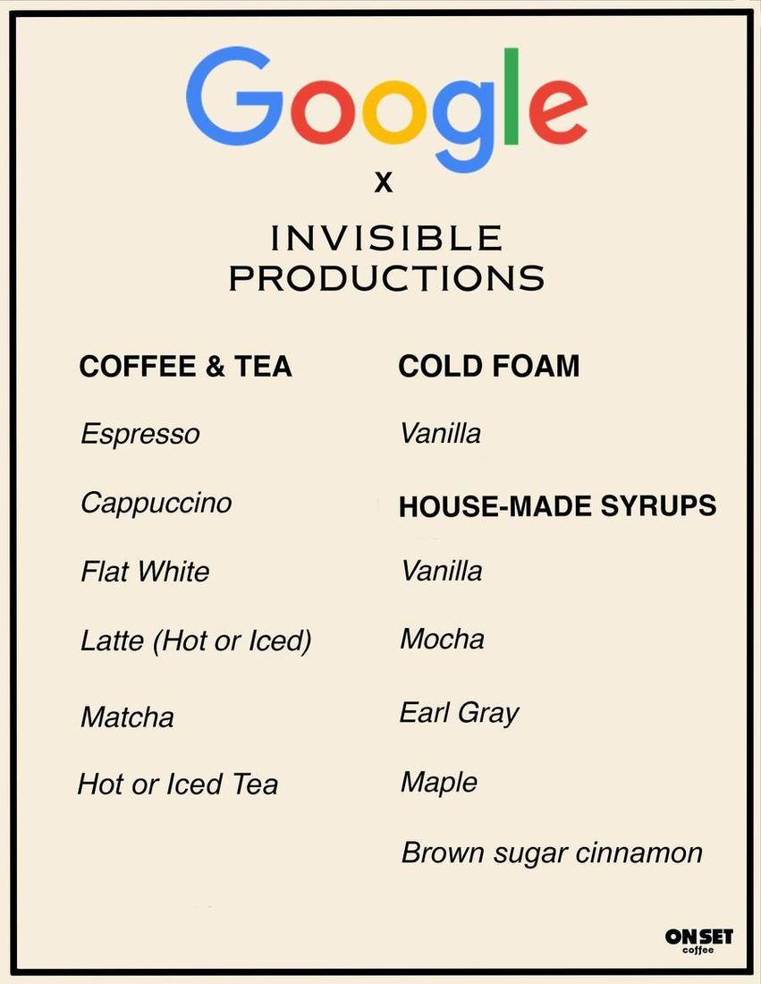Custom menu for Google × Invisible Productions