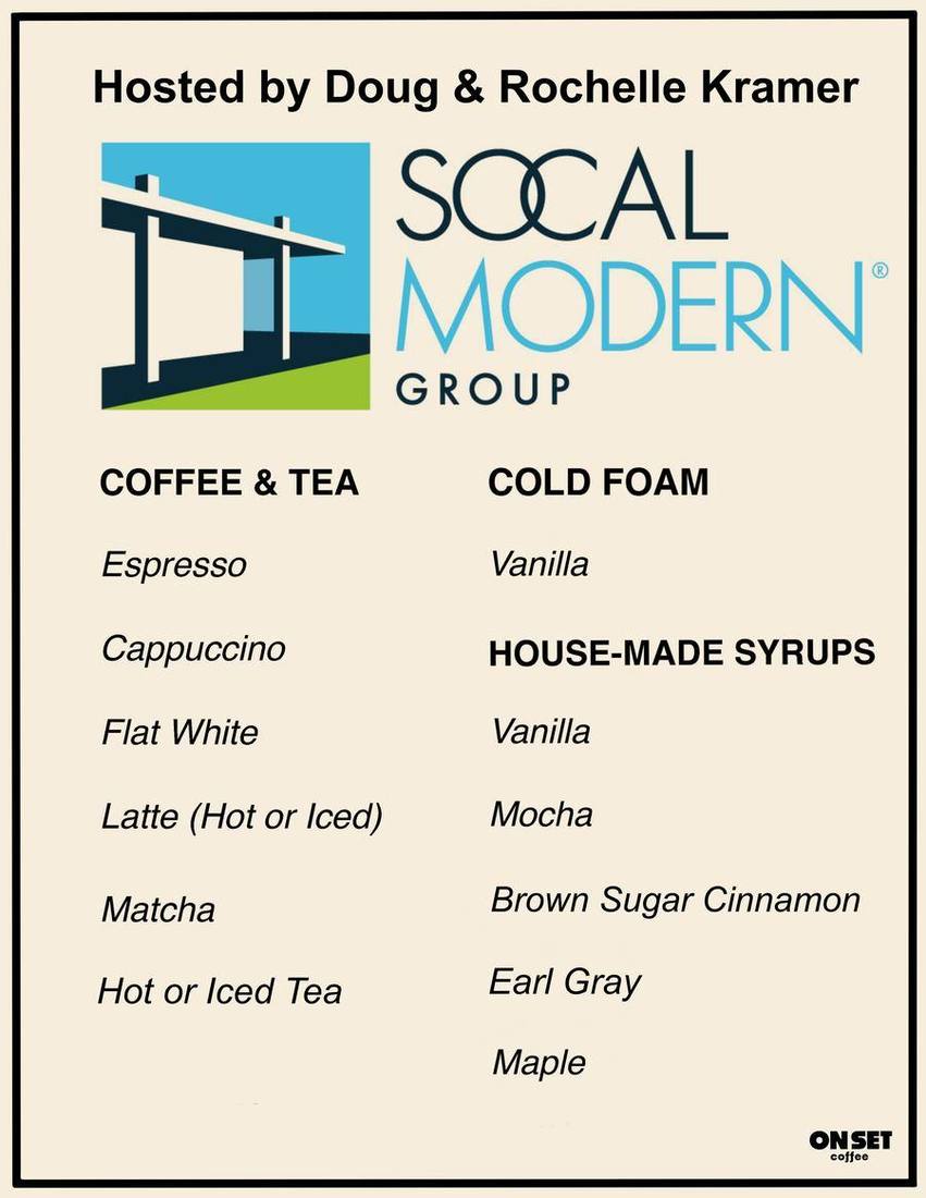 Custom menu for SoCal Modern Group