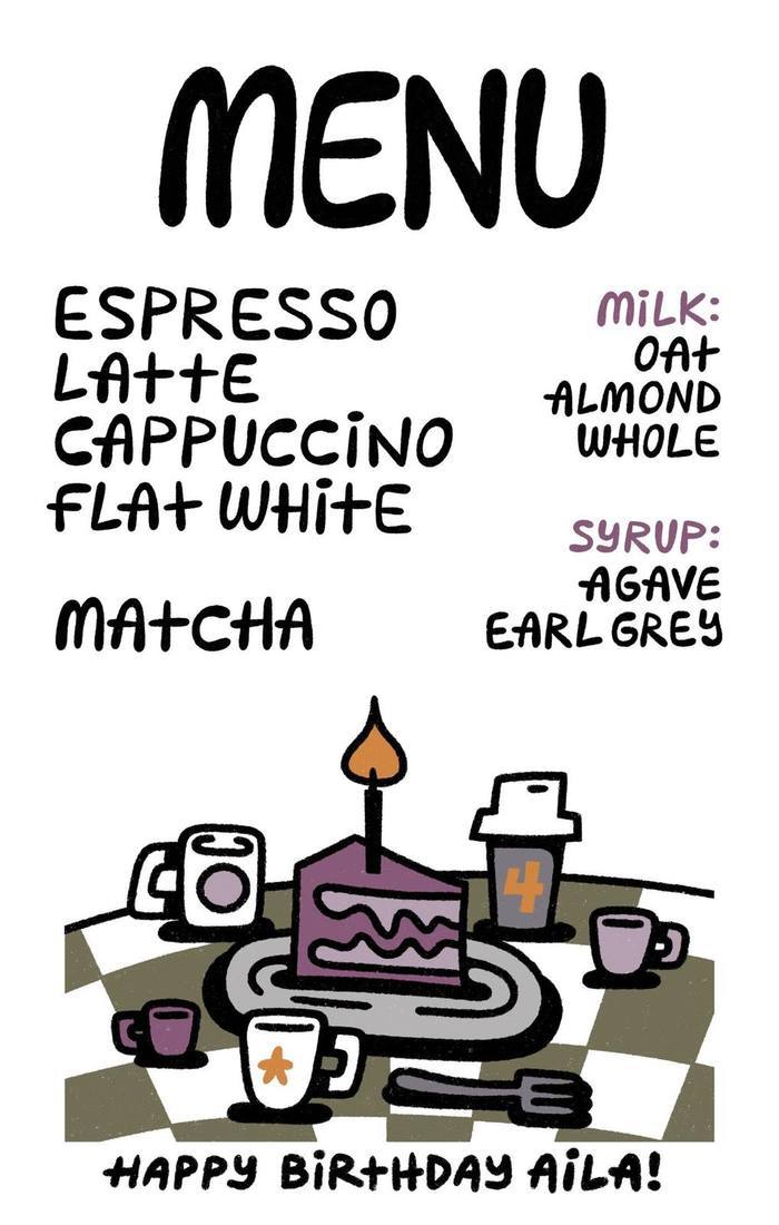 Custom birthday party menu